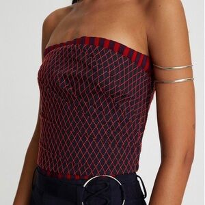 Like new TORY BURCH Diamond-Stitch Wrapped Bandeau Strapless Tube Top $583